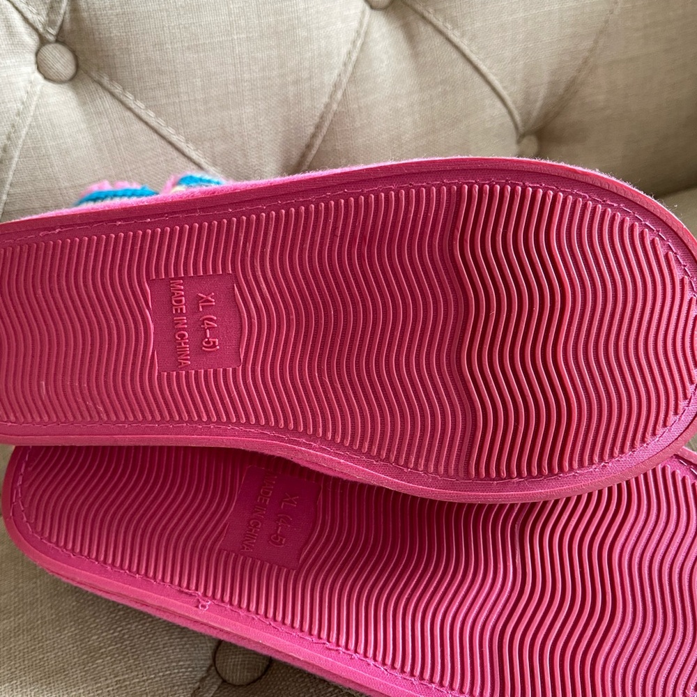 Rainbow Striped Kids Slippers - Picture 2 of 3